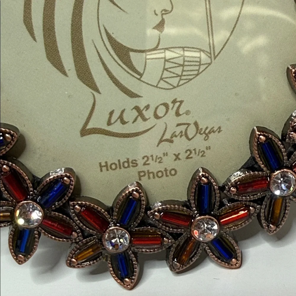 Luxor Las Vegas casino floral red blue clear Egyptian revival Round Photo Frame